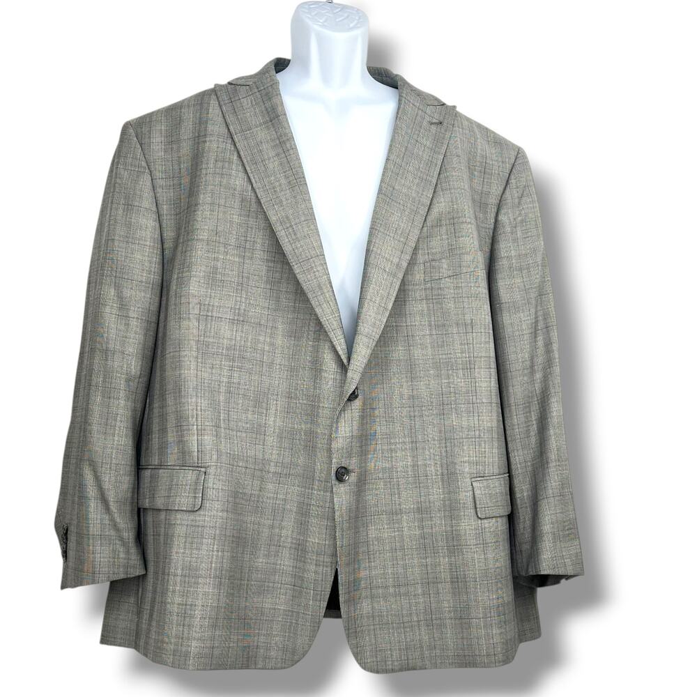 JOSEPH ABBOUD Men's Gray Micro Plaid Sport Coat Blazer Jacket 54 Short   Office